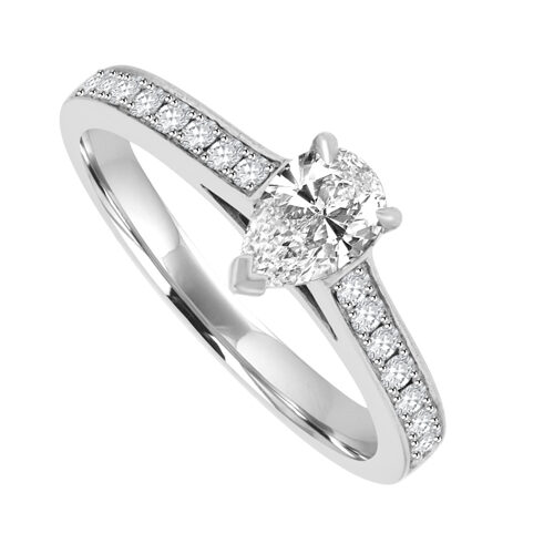 Platinum Pear cut Diamond Solitaire Ring