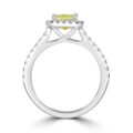 Platinum Fancy Yellow Diamond Cushion Halo ring