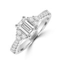 Platinum Emerald cut ESi1 Diamond Trefoil Ring