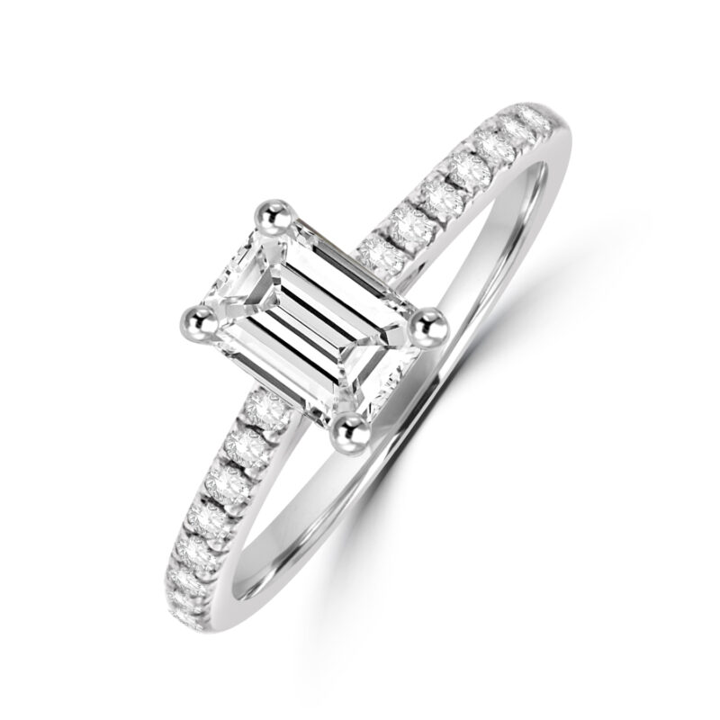 Platinum Emerald cut FSi2 Diamond solitaire ring