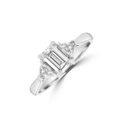 Platinum DSi1 Emerald cut & Trillion Three-stone Ring