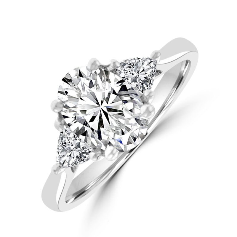 Platinum Three-stone Oval and Trillion ESi2 Diamond Ring