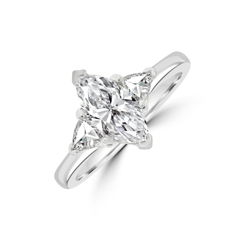 Platinum Three-stone DSi1 Marquise and Trillion Diamond Ring