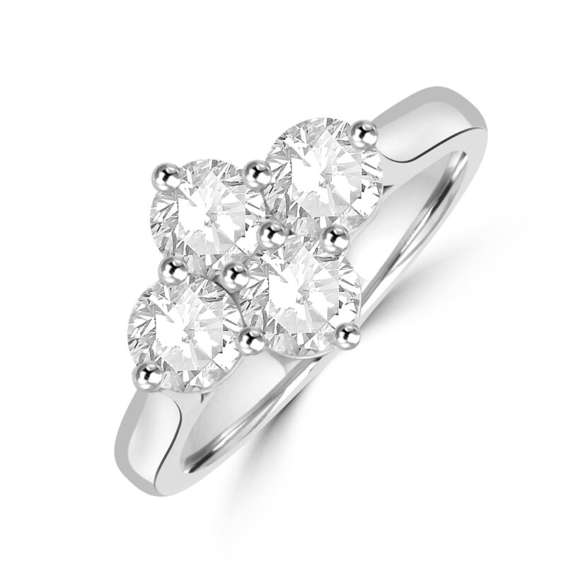 Platinum 2×2 Diamond Cluster ring