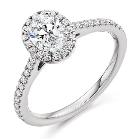 Platinum Oval GSi1 Diamond Halo ring