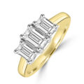 18ct Gold and Platinuim 3-stone Emerald cut EVS2 Diamond ring