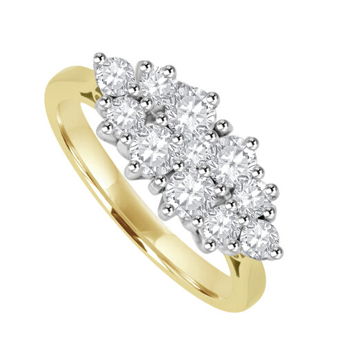 18ct Eleven-Stone Diamond Boat Shaped Cluster Ringt