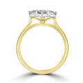 18ct Gold 4-stone 2×2 Diamond Cluster Wed fit Ring