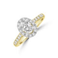 18ct Gold and Platinum Oval FSi1 Diamond Halo ring