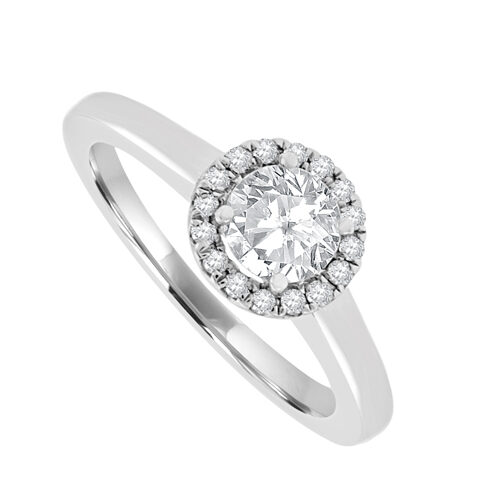 18ct White Gold Solitare Engagment Ring With Halo