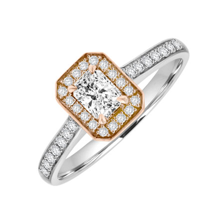 18ct White & Rose Gold Phoenix Diamond Halo Ring