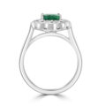 Platinum 1.18ct Emerald & Diamond Rubover edge Cluster Ring