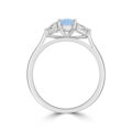 Platinum Three-stone Oval Aquamarine and Pear Diamond Ring