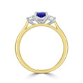 18ct Gold 3-stone .85ct Sapphire & Diamond Ring