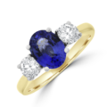 18ct Gold Three-stone Sapphire and Diamond ring