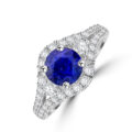 18ct White Gold Sapphire and Diamond Three-stone split ring