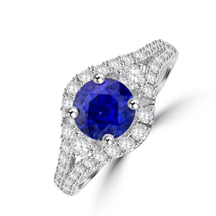 18ct White Gold Sapphire and Diamond Three-stone split ring