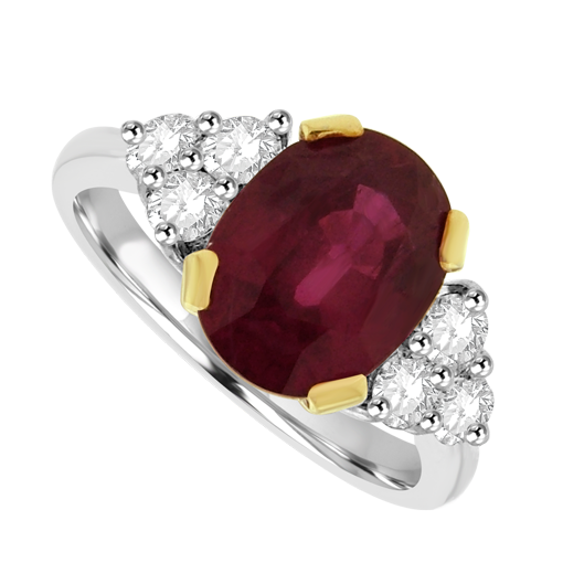 18ct White Gold Ruby and Diamond Trefoil ring