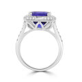 18ct White Gold Tanzanite and Diamond Cushion Halo ring