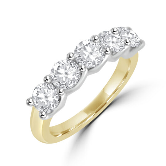18ct Gold & Platinum 5st 1.00ct Diamond V-Claw Eternity Ring