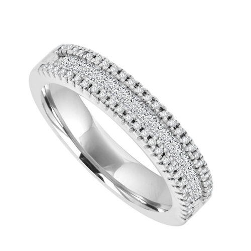 18ct White Gold 3 Row Diamond Eternity Style Ring.