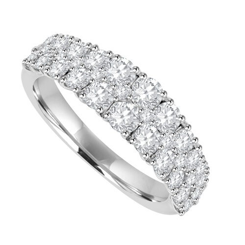 18ct White Gold 3row Diamond Eternity Style Ring
