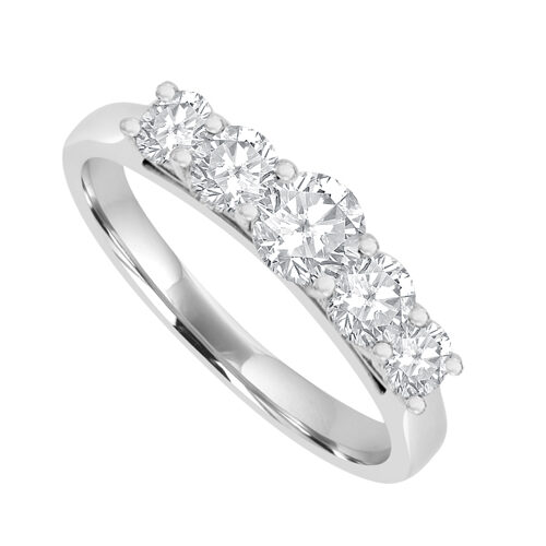 18ct White Gold 5-stone Diamond Graduated Eternity Ring