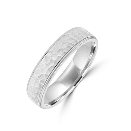 Platinum 5mm Hammered Wedding Ring