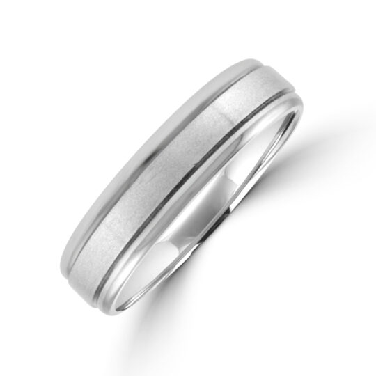 Palladium 5mm Court Lined Wedding Ring