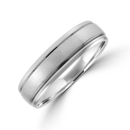 Palladium 6mm Court Lined Wedding Ring
