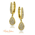 18ct Gold and pave Diamond Drop earrings by Hulchi Belluni