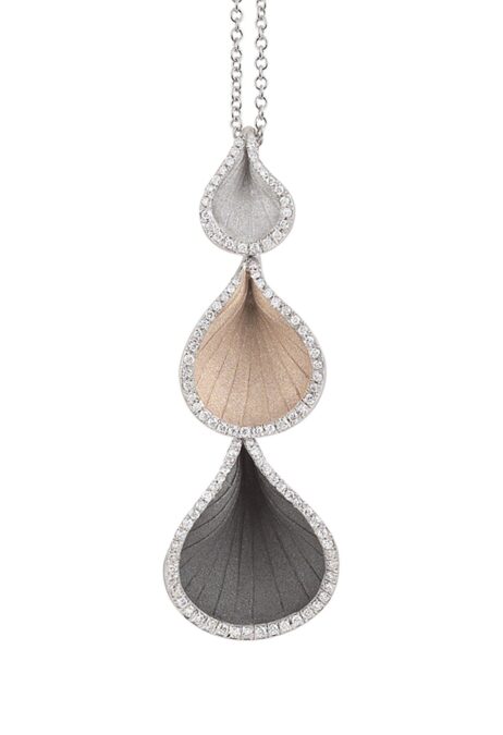 18ct White Gold Cammilli Goccia Diamond Pendant Chain