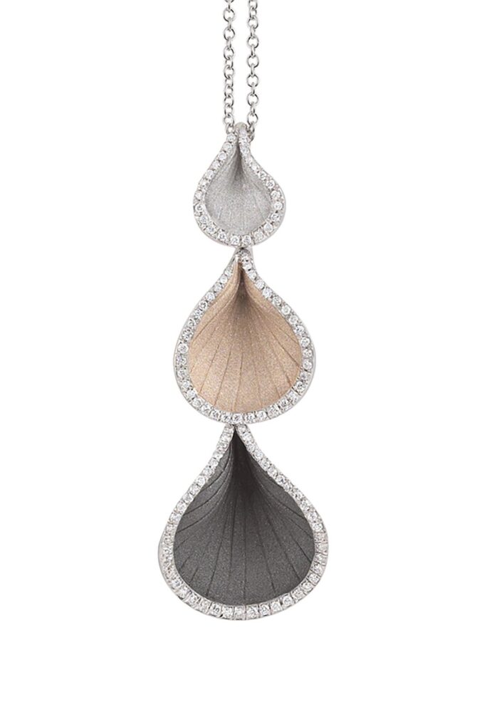 18ct White Gold Cammilli Goccia Diamond Pendant Chain
