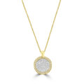 18ct Gold Pave Diamond Disc Pendant