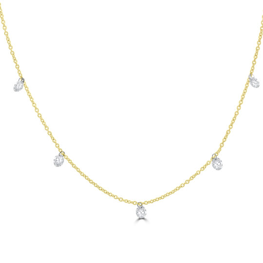 18ct Gold 5-stone Floating Diamond Necklet chain