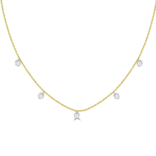 18ct Gold 5-stone Floating Diamond Necklet chain