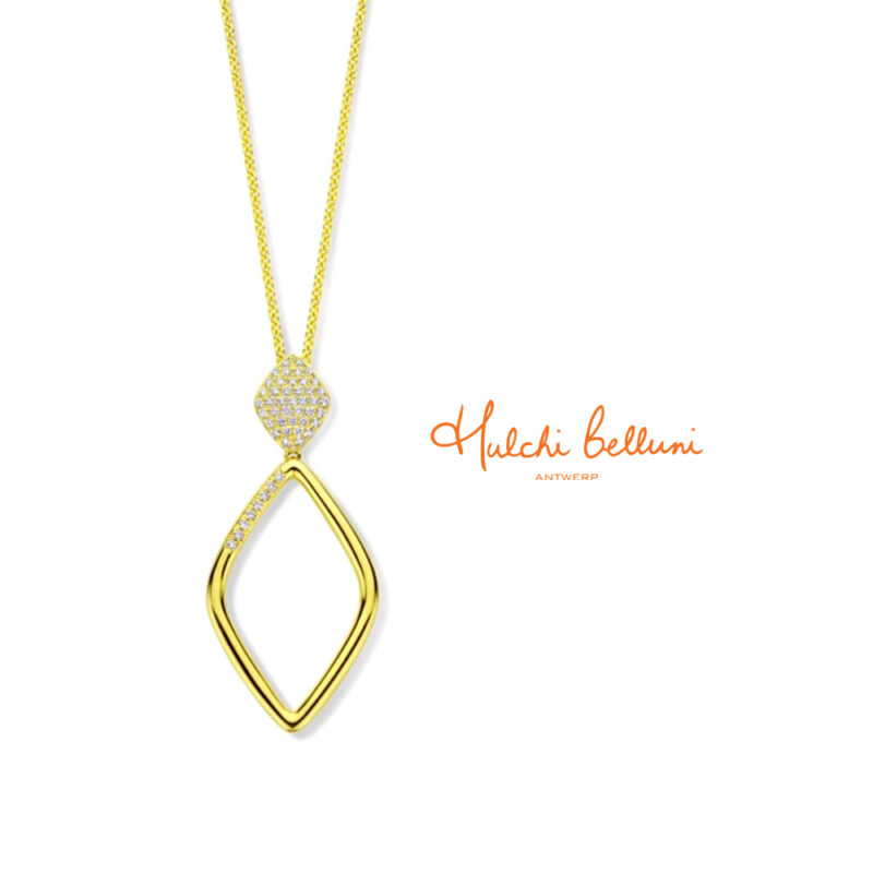 18ct Gold and Pave Diamond Open Pendant by Hulchi Belluni