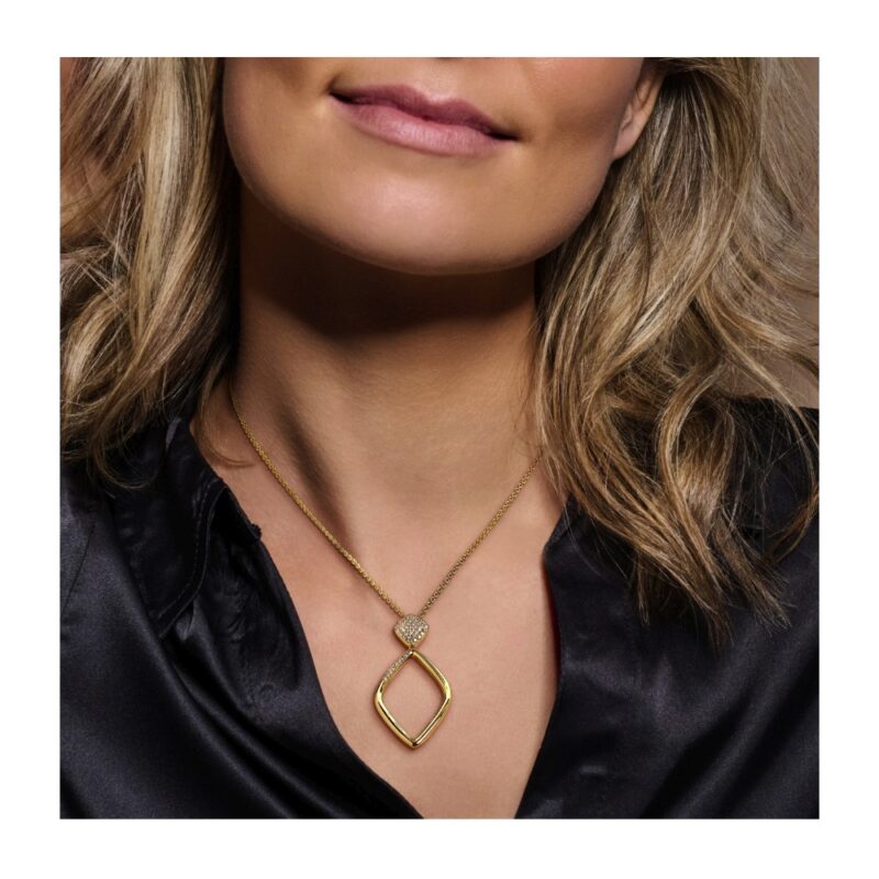 18ct Gold and Pave Diamond Open Pendant by Hulchi Belluni