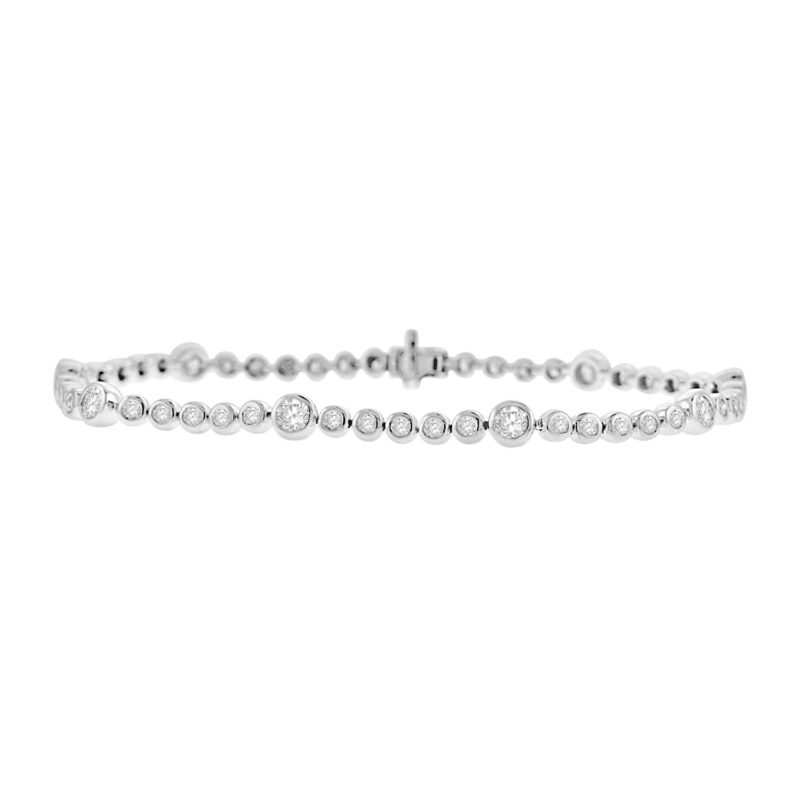 9ct White Gold 2.19ct Diamond Rubover Tennis Bracelet