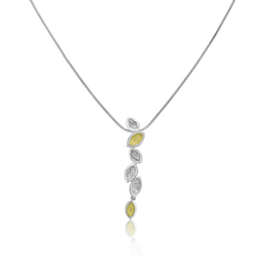 Sterling silver & Yellow Gold Leaf Drop Pendant