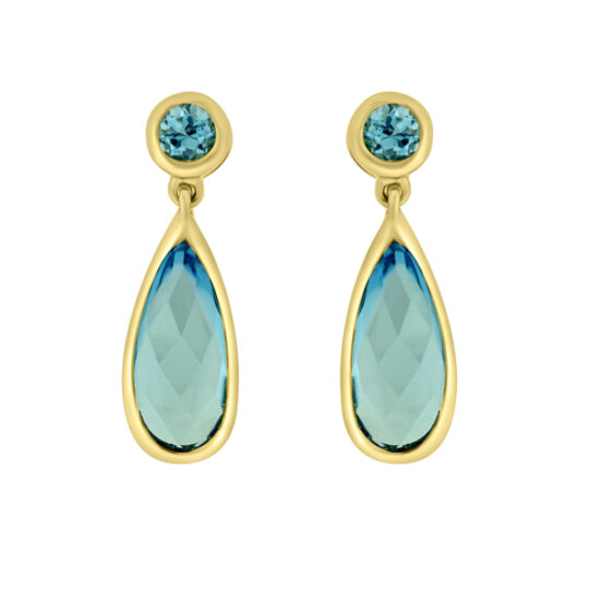 9ct Gold Blue Topaz Drop Earrings