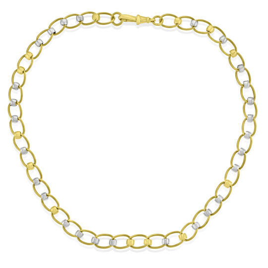 9ct Yellow & White Gold Rollerball 17" Chain
