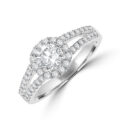 Platinum Solitaire Diamond Halo Split Ring