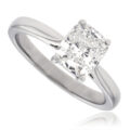 Platinum Cushion cut Solitaire 1.51ct Diamond Ring
