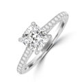Platinum Solitaire Cushion EVS2 Diamond ring
