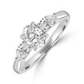 Platinum Oval EVS2 and Pear Diamond Three-stone ring