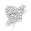 Platinum Marquise Diamond Double Halo Ring