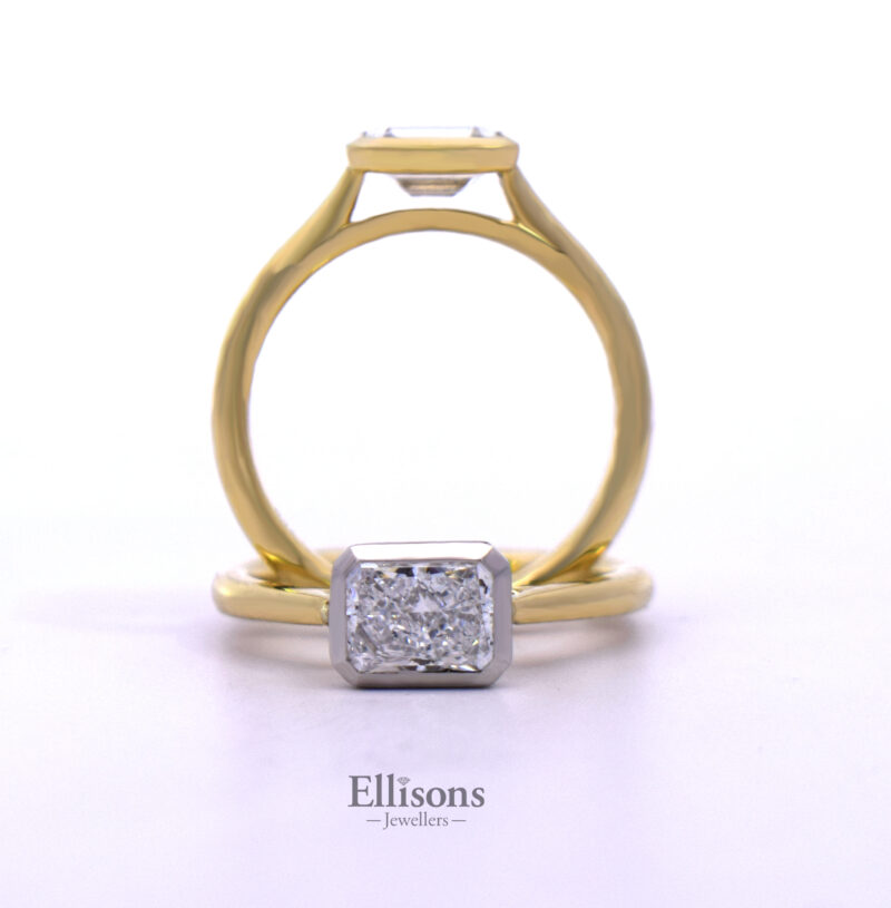 18ct Gold Platinum Radiant Diamond Signature Solitaire ring