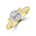 18ct Gold Platinum Oval White and Yellow Diamond Trilogy ring