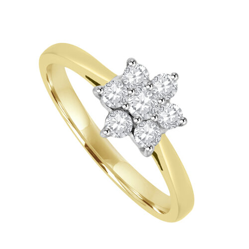 18ct Gold 7 Stone  Diamond Cluster Ring